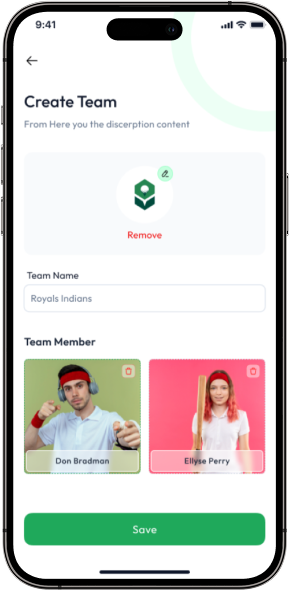 Antee Golf and Wager App Team Creation Screen in Flutter