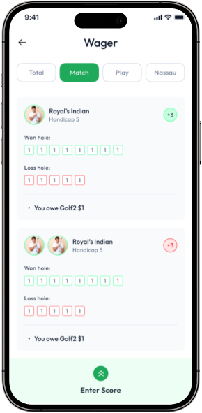 Antee Golf App Wager Match Score Screen Live Leaderboards