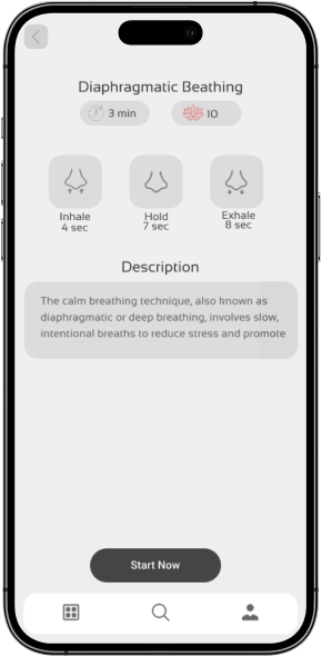 AuraMind Meditation Exercise Details Screen Mental Wellness App