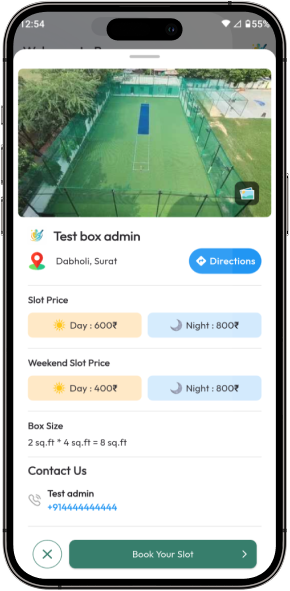 CrickBox Turf Details Screen Turf Information, Pricing and Images