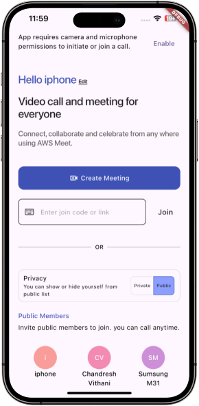 DashWoop Contact List Screen Real-Time Calling App Secure User Contacts