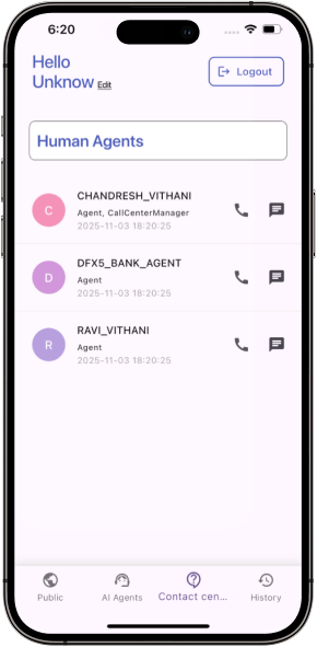 DFX5 Human Agent Dashboard Live Customer Support Interface