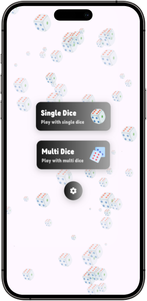DsDice Dice Game Mode Selection Screen Single Dice MultiDice Mobile App