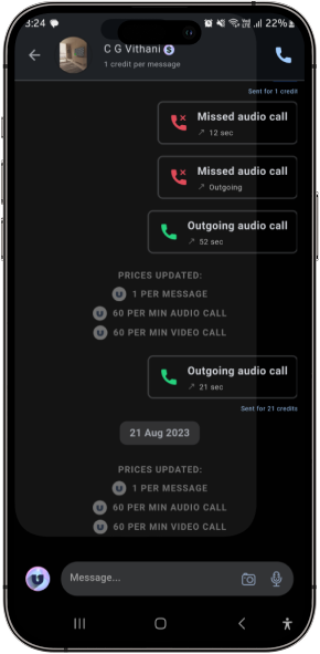 Ultra Messenger Chat Screen Instant Messaging Voice Call Media Sharing