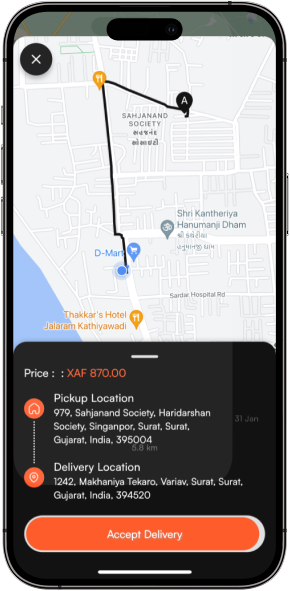 UrbanSwift Courier App Order Acceptance Pickup and Drop-Off Details
